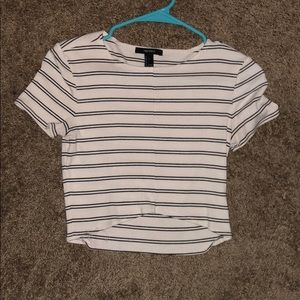 white with black striped crop top